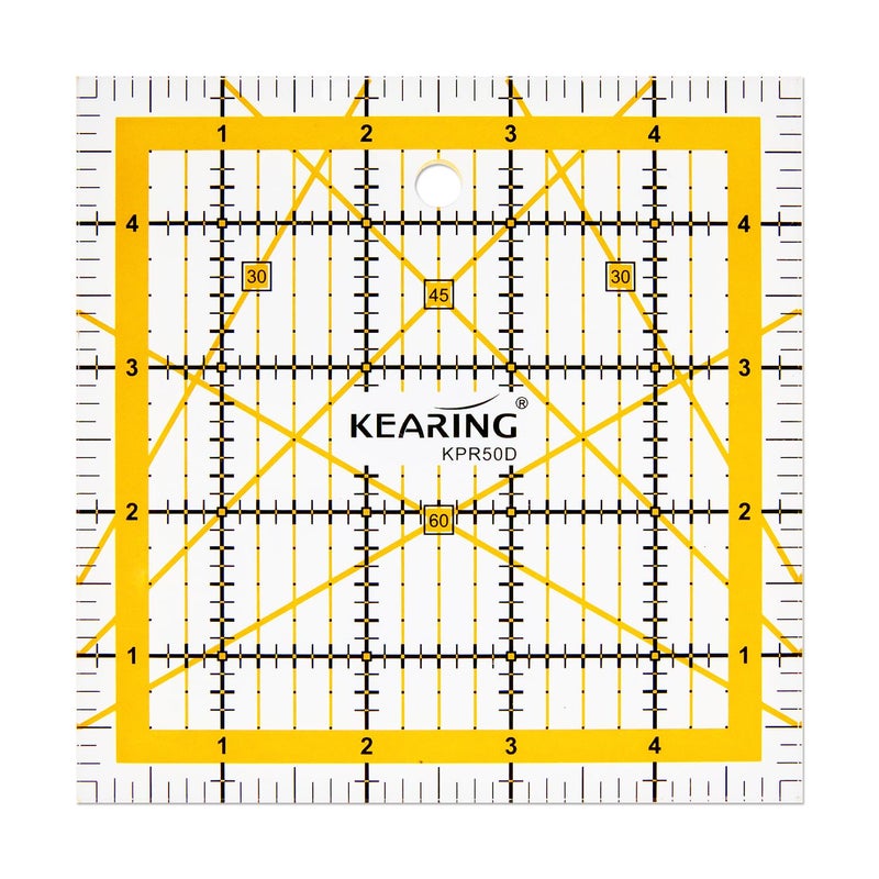 KEARING KERING Patchwork Quilting Ruler - 5x5 inch Non-Slip Acrylic Square Ruler for Foundation Paper Piecing, Bias Strips & Rotary Cutting, Durable Quilter's Tool with Anti-Slip Backing - Image 1